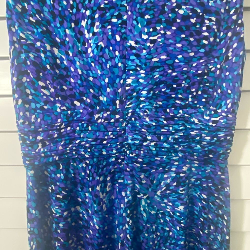 Blue Patterned Sleeveless Dress - Picture 6 of 6